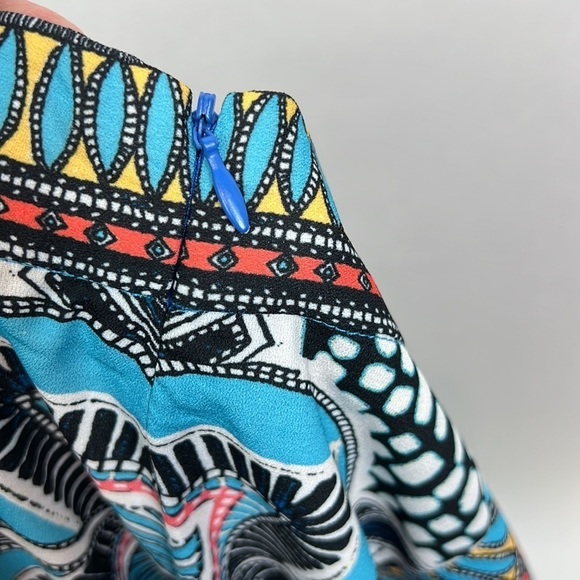 NWT Jealous Tomato Wide Leg High Waist Palazzo Pants Colorful Resort Tribal M - Picture 6 of 7